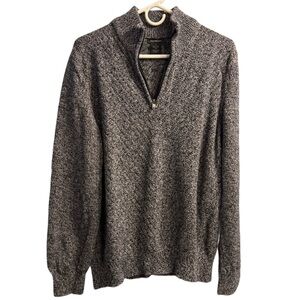 Calvin Klein Jeans Neck Quarter-Zip Pullover Sweater Heavy Knit Fabric Gray Sz L